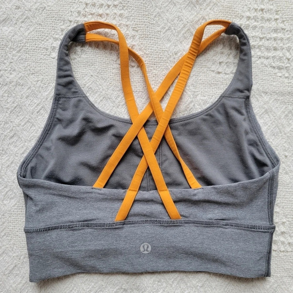 Lululemon Energy Bra *Long Line Heathered Slate / Vivid Amber - Picture 4 of 8